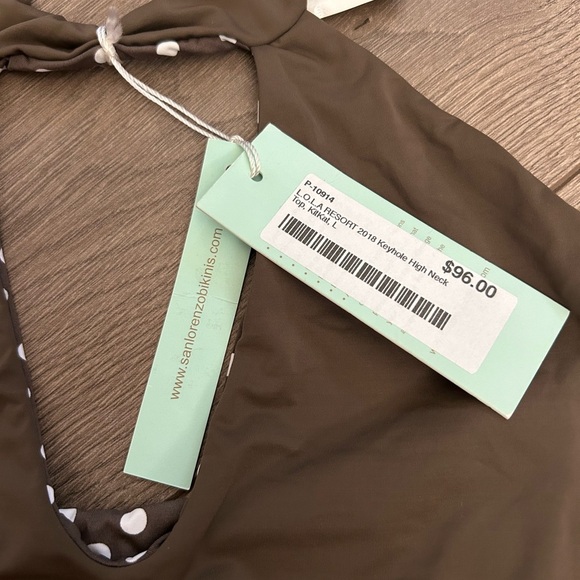NWT San Lorenzo Bikinis Brown/White Polka Dot Bikini Size L (Reversable) - Picture 6 of 8